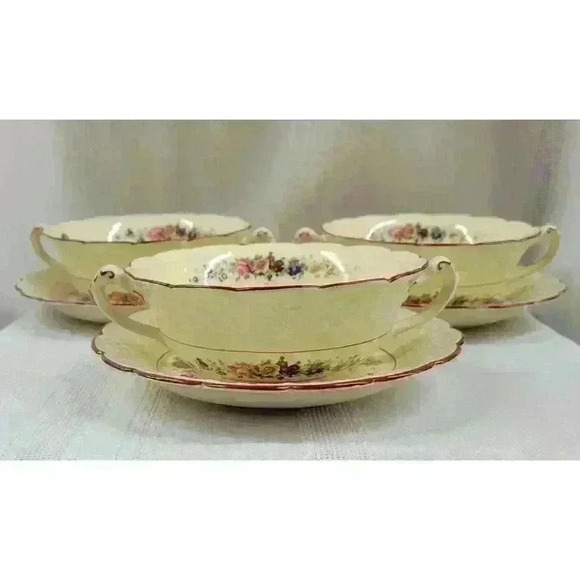 Set of 3-Coalport-S. Brookdale-Cream Soup Sets - Picture 3 of 5